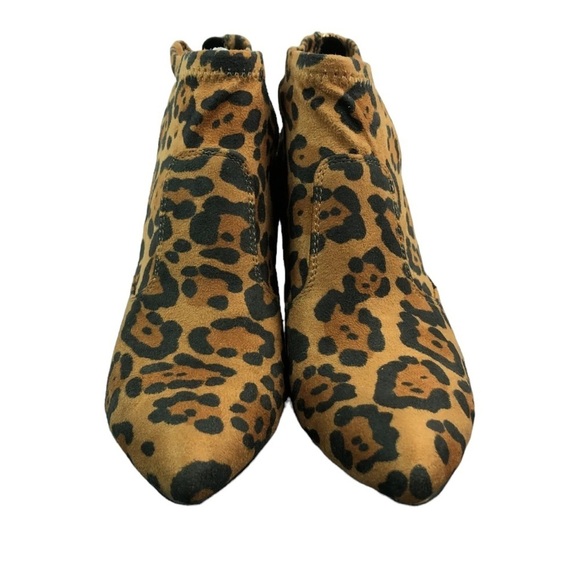 Franco Sarto Kortney Brown‎ Animal Print Suede Ankle Bootie Side Zip Women’s 9M - Picture 2 of 9